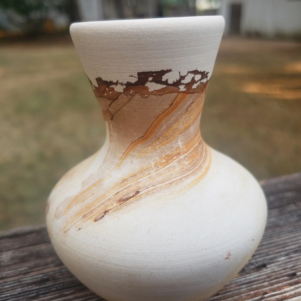 Mini Nemadji Pottery - Painted Swirl Vase - MINI